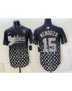 Men's Las Vegas Raiders #15 Fernando Mendoza Black Stitched Baseball Jersey (Style 8)