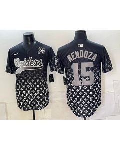 Men's Las Vegas Raiders #15 Fernando Mendoza Black Stitched Baseball Jersey (Style 9)