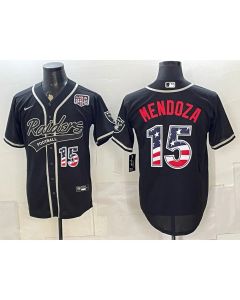 Men's Las Vegas Raiders #15 Fernando Mendoza Black USA 250 Fourth of July Vapor Limited Baseball Jersey (Style 5)