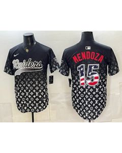 Men's Las Vegas Raiders #15 Fernando Mendoza Black Vapor Limited Baseball Jersey (Style 10)