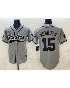 Men's Las Vegas Raiders #15 Fernando Mendoza Grey Cool Base Stitched Baseball Jersey (Grey)