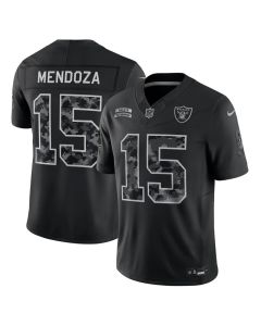 Men's Las Vegas Raiders #15 Fernando Mendoza Nike Black 2026 Salute to Service Vapor F.U.S.E. Limited Jersey