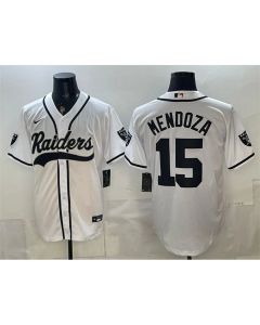 Men's Las Vegas Raiders #15 Fernando Mendoza White Cool Base Stitched Baseball Jersey