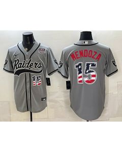 Men's Las Vegas Raiders #15 Fernando Mendoza White USA 250 Fourth of July Vapor Limited Baseball Jersey (Style 4)