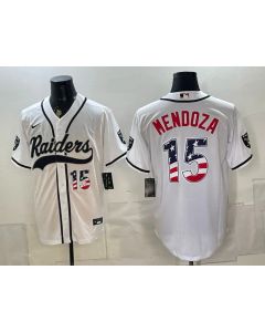 Men's Las Vegas Raiders #15 Fernando Mendoza White Vapor Limited Baseball Jersey (Style 4)
