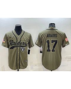 Men's Las Vegas Raiders #17 Davante Adams 2022 Olive Salute to Service Cool Base Stitched Baseball Jersey