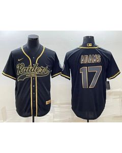 Men's Las Vegas Raiders #17 Davante Adams Black Gold With Patch Cool Base Stitched Baseball Jersey