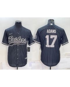 Men's Las Vegas Raiders #17 Davante Adams Black With Patch Cool Base Stitched Baseball Jersey