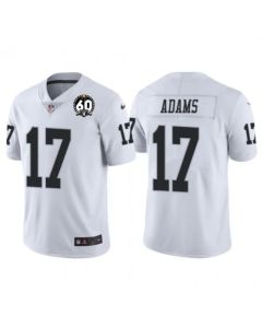 Men's Las Vegas Raiders #17 Davante Adams White With 60th Anniversary Patch Vapor Limited Stitched Jersey
