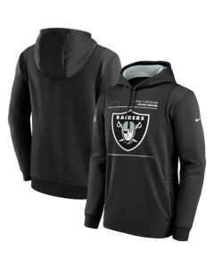 Men's Las Vegas Raiders 2021 Black Sideline Logo Performance Pullover Hoodie