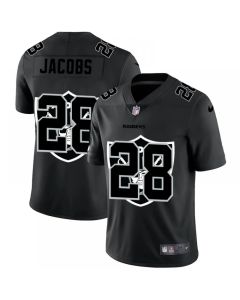 Men's Las Vegas Raiders #28 Josh Jacobs 2020 Black Shadow Logo Limited Stitched Jersey