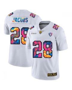 Men's Las Vegas Raiders #28 Josh Jacobs 2020 White Crucial Catch Limited Stitched Jersey