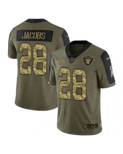 Men's Las Vegas Raiders #28 Josh Jacobs 2021 Olive Camo Salute To Service Limited Stitched Jersey