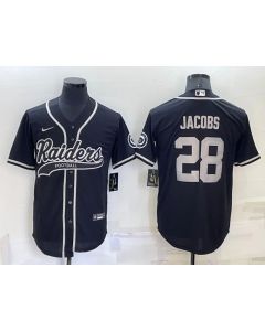 Men's Las Vegas Raiders #28 Josh Jacobs Black Cool Base Stitched Baseball Jersey