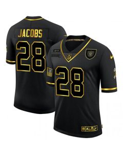Men's Las Vegas Raiders #28 Josh Jacobs Black/Gold Salute To Service Limited Stitched Jersey