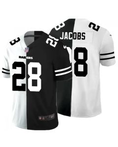 Men's Las Vegas Raiders #28 Josh Jacobs Black & White Split Vapor Split Limited Stitched Jersey