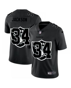 Men's Las Vegas Raiders #34 Bo Jackson 2020 Black Shadow Logo Limited Stitched Jersey