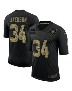 Men's Las Vegas Raiders #34 Bo Jackson Black Camo Salute To Service Limited Stitched Jersey
