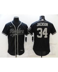 Men's Las Vegas Raiders #34 Bo Jackson Black Flex Base Stitched Jersey