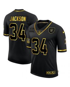Men's Las Vegas Raiders #34 Bo Jackson Black/Gold Salute To Service Limited Stitched Jersey