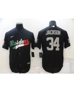 Men's Las Vegas Raiders #34 Bo Jackson Black Mexico Stitched Jersey