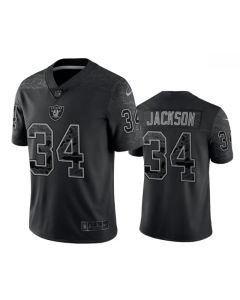 Men's Las Vegas Raiders #34 Bo Jackson Black Reflective Limited Stitched Football Jersey