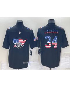 Men's Las Vegas Raiders #34 Bo Jackson Black USA Flag Limited Stitched Jersey