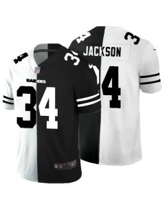 Men's Las Vegas Raiders #34 Bo Jackson Black & White Split Vapor Split Limited Stitched Jersey