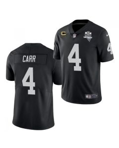 Men's Las Vegas Raiders #4 Derek Carr 2020 Black Inaugural Season With C Patch Vapor Limited Stitched Jersey