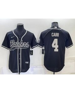 Men's Las Vegas Raiders #4 Derek Carr Black Cool Base Stitched Baseball Jersey