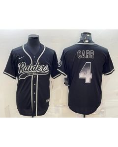 Men's Las Vegas Raiders #4 Derek Carr Black Gold With Patch Cool Base Stitched Baseball Jersey (Black Gold)