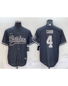 Men's Las Vegas Raiders #4 Derek Carr Black With Patch Cool Base Stitched Baseball Jersey
