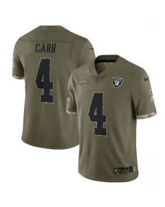 Men's Las Vegas Raiders #4 Derek Carr Olive 2022 Salute To Service Limited Stitched Jersey