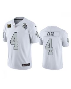 Men's Las Vegas Raiders #4 Derek Carr White 2020 Inaugural Season With C Patch Color Rush Limited Stitched Jersey