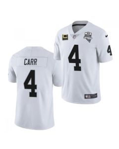 Men's Las Vegas Raiders #4 Derek Carr White 2020 Inaugural Season With C Patch Vapor Limited Stitched Jersey