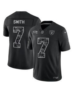 Men's Las Vegas Raiders #7 Geno Smith Nike Black 2026 Salute to Service Vapor F.U.S.E. Limited Jersey