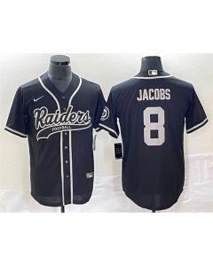Men's Las Vegas Raiders #8 Josh Jacobs Black Cool Base Stitched Baseball Jersey (Black)