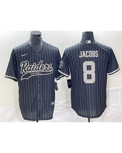 Men's Las Vegas Raiders #8 Josh Jacobs Black Cool Base Stitched Baseball Jersey