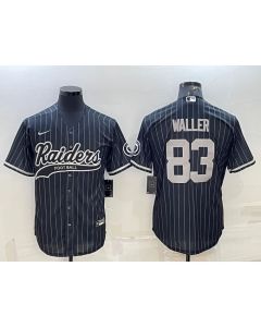 Men's Las Vegas Raiders #83 Darren Waller Black With Patch Cool Base Stitched Baseball Jersey