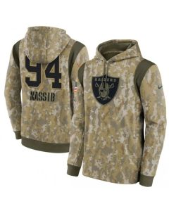 Men's Las Vegas Raiders #94 Carl Nassib Camo 2021 Salute To Service Therma Performance Pullover Hoodie