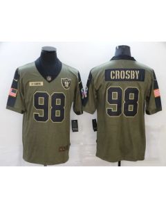 Men's Las Vegas Raiders #98 Maxx Crosby 2021 Olive Salute To Service Limited Stitched Jersey