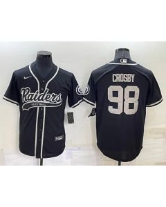 Men's Las Vegas Raiders #98 Maxx Crosby Black Cool Base Stitched Baseball Jersey