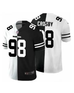 Men's Las Vegas Raiders #98 Maxx Crosby Black & White Split Vapor Limited Stitched Jersey