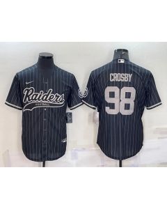 Men's Las Vegas Raiders #98 Maxx Crosby Black With Patch Cool Base Stitched Baseball Jersey