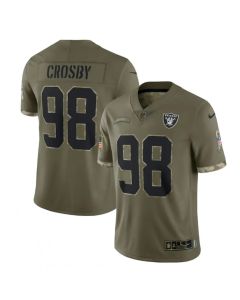 Men's Las Vegas Raiders #98 Maxx Crosby Olive 2022 Salute To Service Limited Stitched Jersey