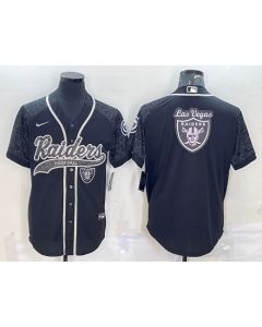 Men's Las Vegas Raiders Black Reflective Team Big Logo With Patch Cool Base Stitched Baseball Jersey