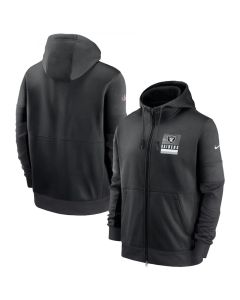 Men's Las Vegas Raiders Black Sideline Impact Lockup Performance Full-Zip Hoodie