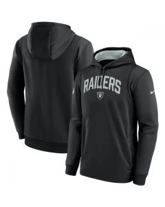 Men's Las Vegas Raiders Black Sideline Stack Performance Pullover Hoodie 002