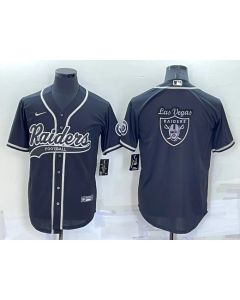 Men's Las Vegas Raiders Black Team Big Logo With Patch Cool Base Stitched Baseball Jersey (Black)