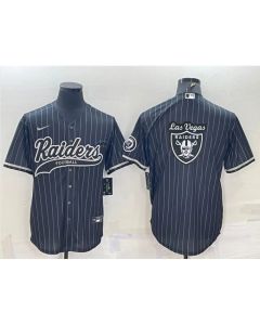 Men's Las Vegas Raiders Black Team Big Logo With Patch Cool Base Stitched Baseball Jersey